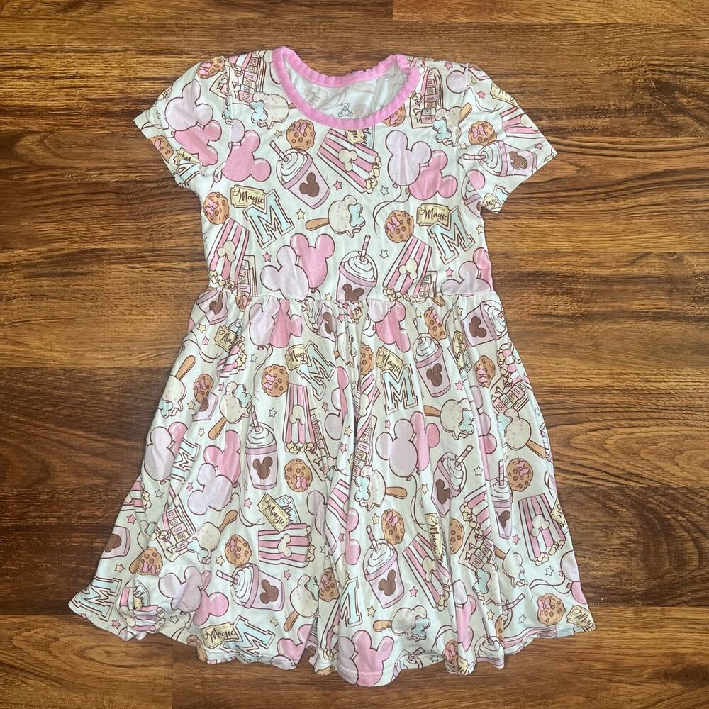 Little Snuggles Bamboo Dress Magical Munchies Twirl Mickey Mouse Pink 4T